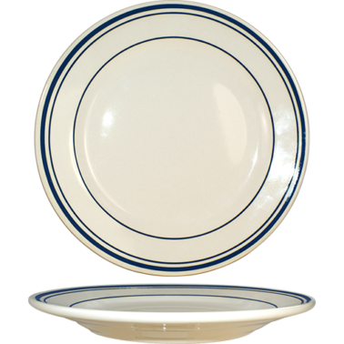 plates, Catania, 9 3/4" restaurant quality w/ blue stripes