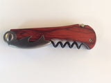 wine opener , rosewood and stainless, with velvet lined hinged box