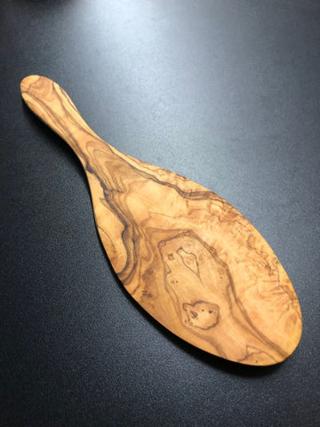wide paddle shaped spatula, olive wood, 10.75" x 3.25"