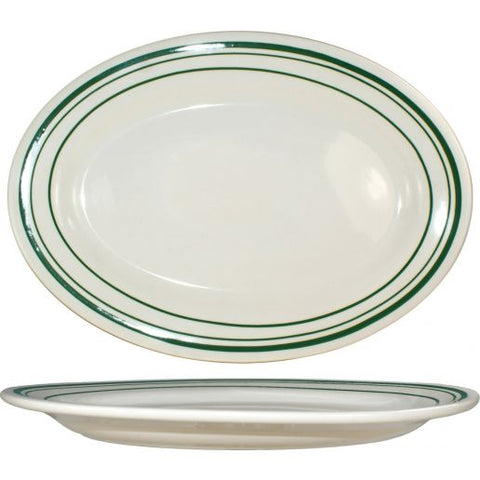 platters, Verona, 9 5/8"" restaurant quality w/ green stripes
