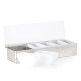 Condiment server, hammered stainless steel, 6 compartments