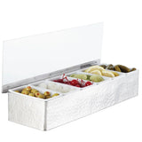 Condiment server, hammered stainless steel, 6 compartments
