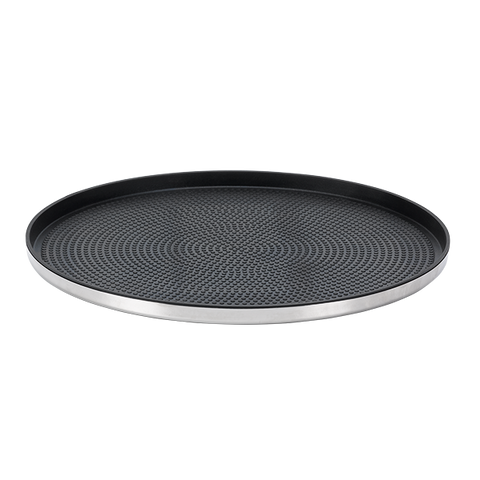 Serving tray, 14" diameter  stainless steel " Modern Edge"