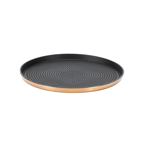 Serving tray, 9" diameter  Rose Gold s/s " Modern Edge"