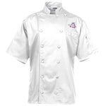 chef's jackets, 100% Egyptian cotton, white, short sleeves, made in Canada