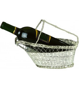 wine bottle cradle, silver plated