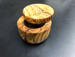 salt box, olive wood, 4" dia. x 3" high