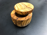 salt box, olive wood, 4" dia. x 3" high