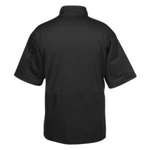 chef's jackets, 100% Egyptian cotton, black, short sleeves, made in Canada
