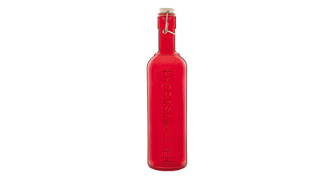 water bottle, swing top, red glass, made in Italy