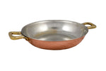 copper pan, brass handles, 32cm diameter, tin-lined