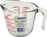 measuring cups, glass, by Anchor, made in USA