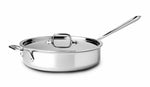 All-Clad, D3 Stainless 3-ply Bonded Cookware, Sauté Pan w / lid, 4qt, #4404