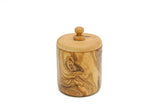 medium box, olive wood, 2.5" dia. x 3 1/8" high