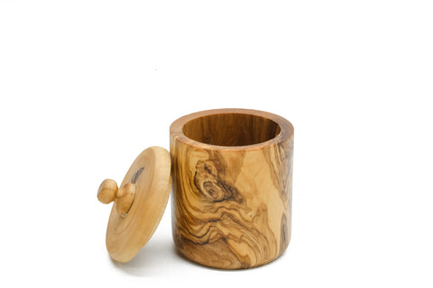 medium box, olive wood, 2.5" dia. x 3 1/8" high