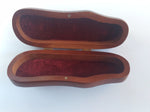 wine opener box , velvet lined hinged mahogany stained softwood box