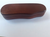 wine opener box , velvet lined hinged mahogany stained softwood box