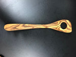 spoon with point & hole, olive wood, 12" / 30cm