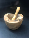 mortar & pestle, olive wood, medium, live edge, 12cm dia.