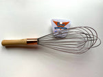 whip, 12", light wire, balloon, wooden handle w/ copper ferrule