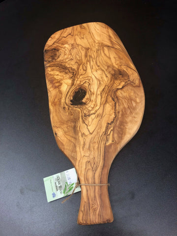 cutting / serving boards, oblong with handle , olive wood, 14.5" x 5.9"