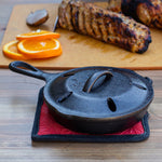 smoker pan, cast iron by Lodge, made in USA