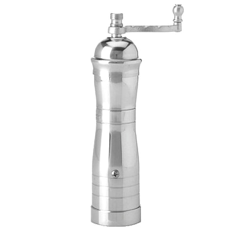 coffee mill, nickel-matte finish plated brass, 8.7" ‘Athena’ series,  Alexander, #723C