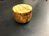 salt box, olive wood, 4" dia. x 3" high