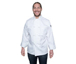 chef's jackets, 100% Egyptian cotton, white, long sleeves, made in Canada