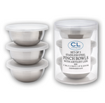 pinch bowl 3pc set, s/s with poly lids