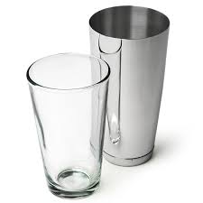 cocktail shaker set, w/ glass "Cheater", "Boston" style
