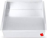 cake pans, square, 2" deep, h/d aluminum, Crown, made in Canada