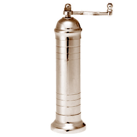 salt mill, nickel-matt finish plated brass, 8" by Alexander, #708