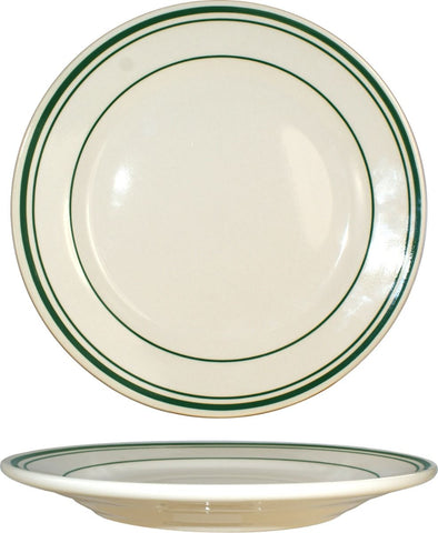 plates, Verona, 9 3/4" restaurant quality w/ green stripes