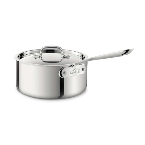 All-Clad, D3 Stainless 3-ply Bonded Cookware, Sauce Pan w/ lid, 4qt, #4204